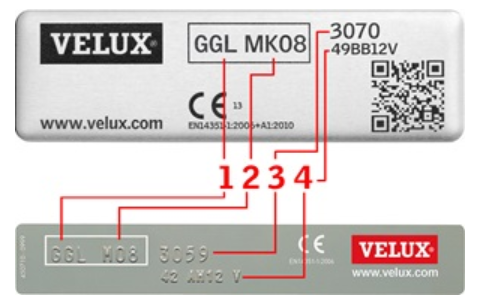 VELUX Window Code Plates