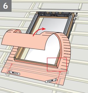 A diagram of underfelt collar being applied to a VELUX roof window