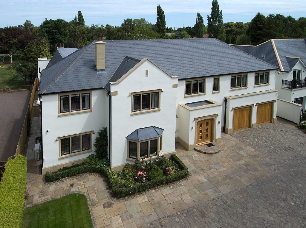 Large house with Canadian slate roof.