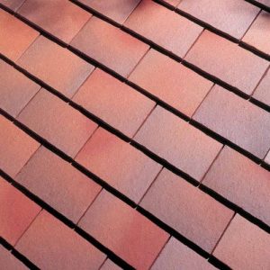 Clay roof tiles on a pitched roof