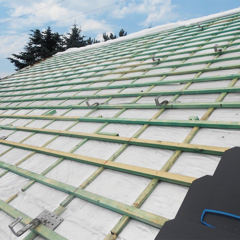 A breather membrane on a roof.