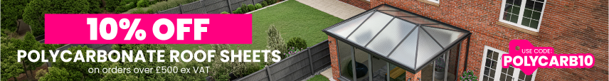 10% off polycarbonate roof sheet orders over £500 ex VAT