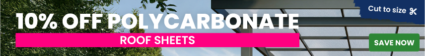 10% off polycarbonate roof sheets cut to size