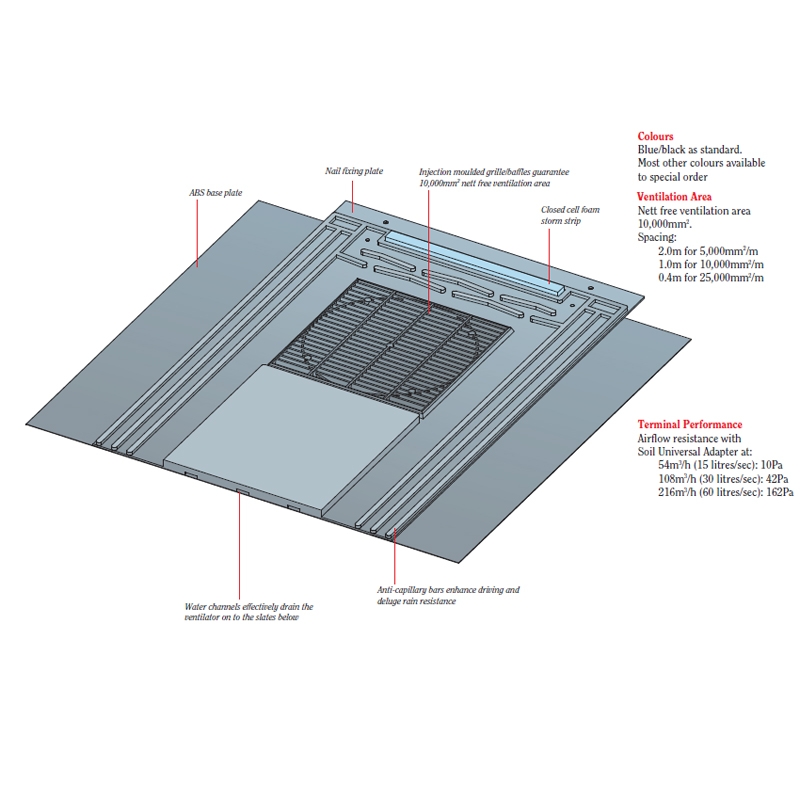 Glidevale GV11 Compact Inline Slate Vent Blue/Black Roofing