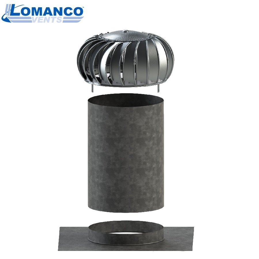 Lomanco Vent Turbine Set TIB14 with Universal Base & 50cm Extension