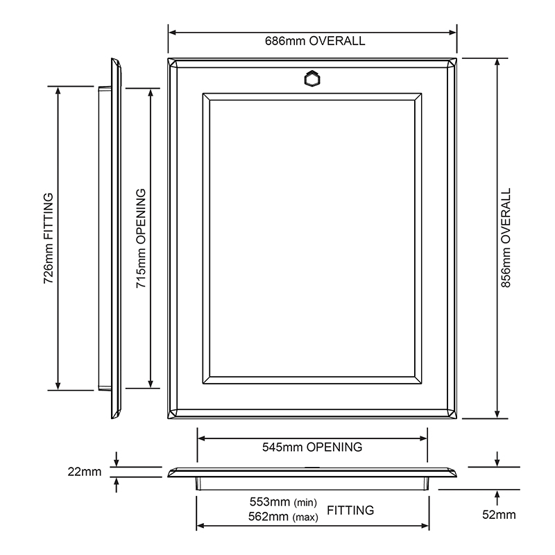 Manthorpe GL250 Drop Down Loft Access Door Opening 562mm x 726mm Roofing Superstore