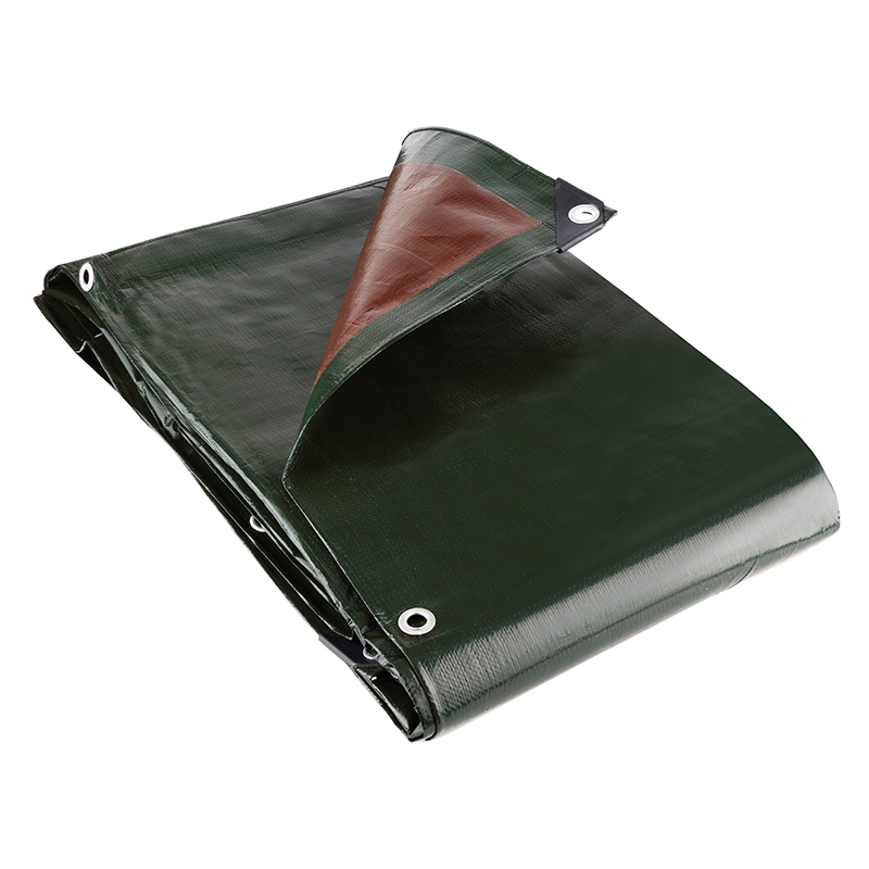 250gsm Heavy Duty Tarpaulin in Green/Brown 4m x 4m Sheet Roofing