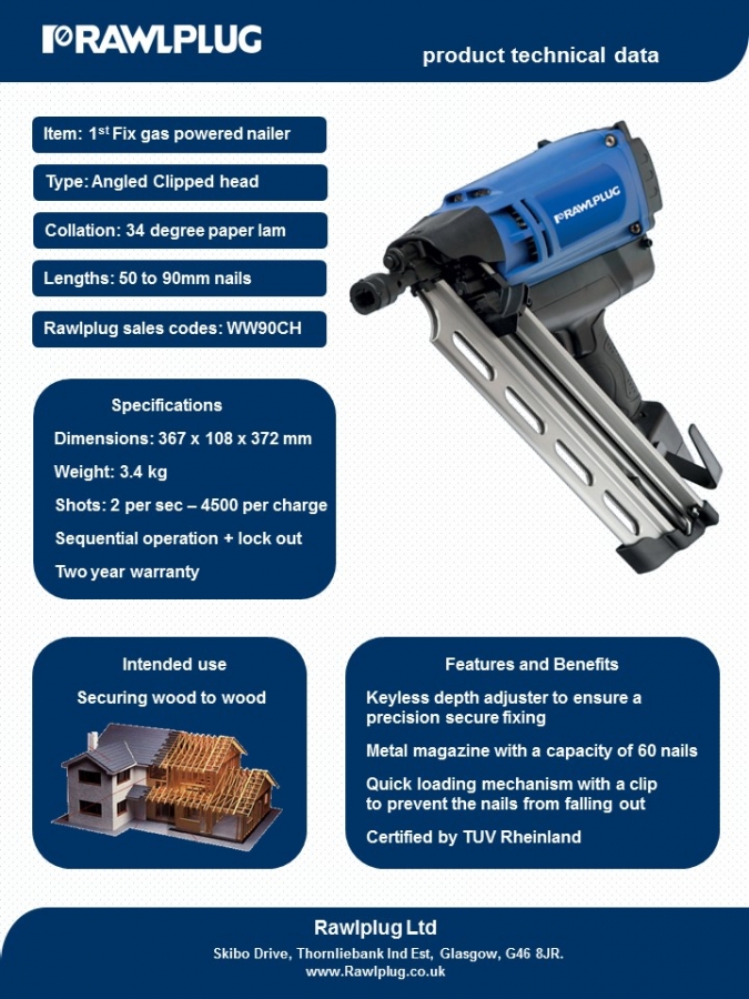 Rawl WW90CH First Fix Cordless Nail Gun Roofing Superstore®