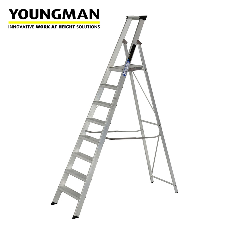 Youngman 8 Tread Industrial Platform Step Ladder BS 2037 Class 1