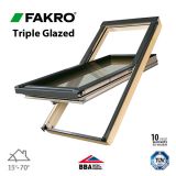 Fakro FTT U6/11 Triple Glazed Window Pine Centre Pivot - 114 x 140cm