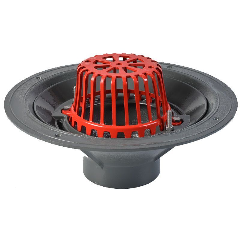 ACO Rainwater Roof Outlet Vertical Scew with Dome Grate - 100mm